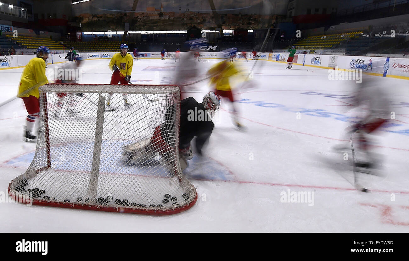 Znojmo, Czech Republic. 26th Apr, 2016. The Czech national ice hockey