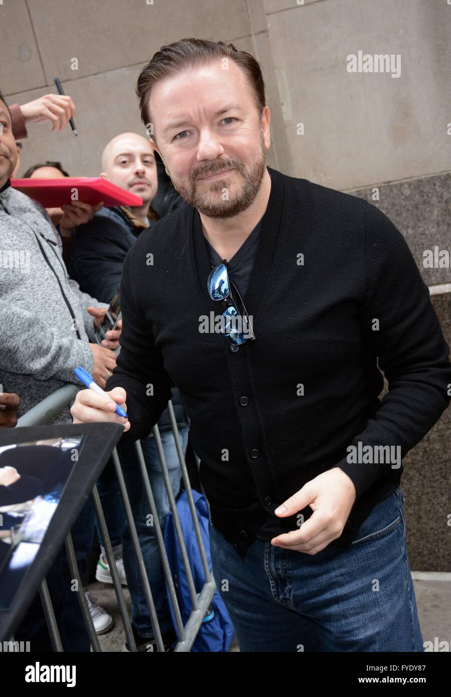 New York, NY, USA. 26th Apr, 2016. Ricky Gervais out and about for
