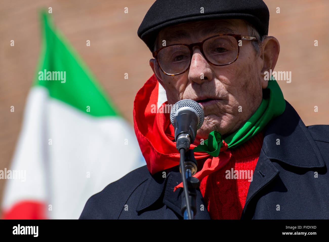 On 25 April Italy celebrates the '71th Festa della Liberazione' which marks the country’s liberation from German occupation and fascist rule at the end of world war two.  The celebration, a parade in Rome from Colosseum to Porta San Paolo, was organized by Anpi 'Associazione nazionale partigiani' Stock Photo