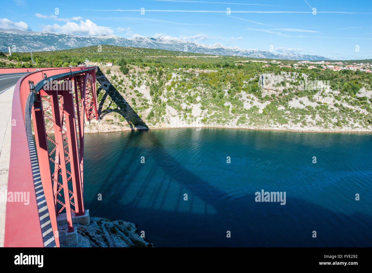 The reconstructed bridge near a settlement Maslenica in Croatia. D8 ...