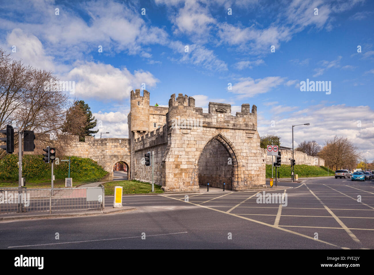 Walmgate Bar,  and the city walls of York, North Yorkshire England UK Stock Photo