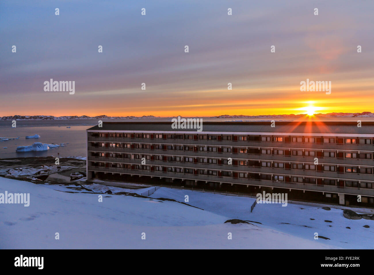 Downtown of Nuuk city - the capital of Greenland Stock Photo