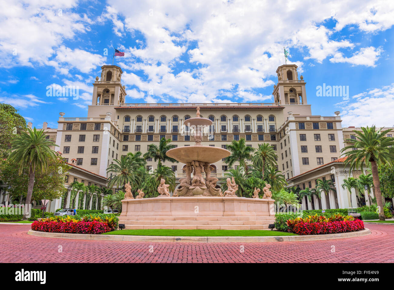 WEST PALM BEACH, FLORIDA - APRIL 4, 2016: The exterior of Breakers Hotel in West Palm Beach. The hotel dates from 1925. Stock Photo