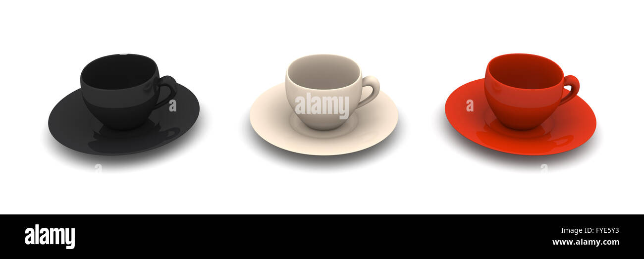 Three Coffee Cups Stock Photo - Alamy