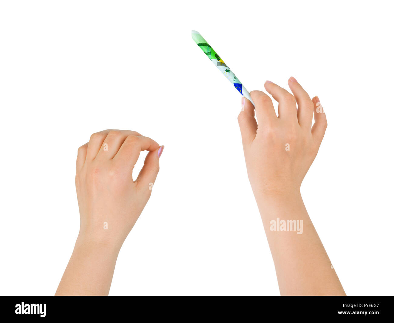 Music conductor hands with money - business leadership concept Stock Photo