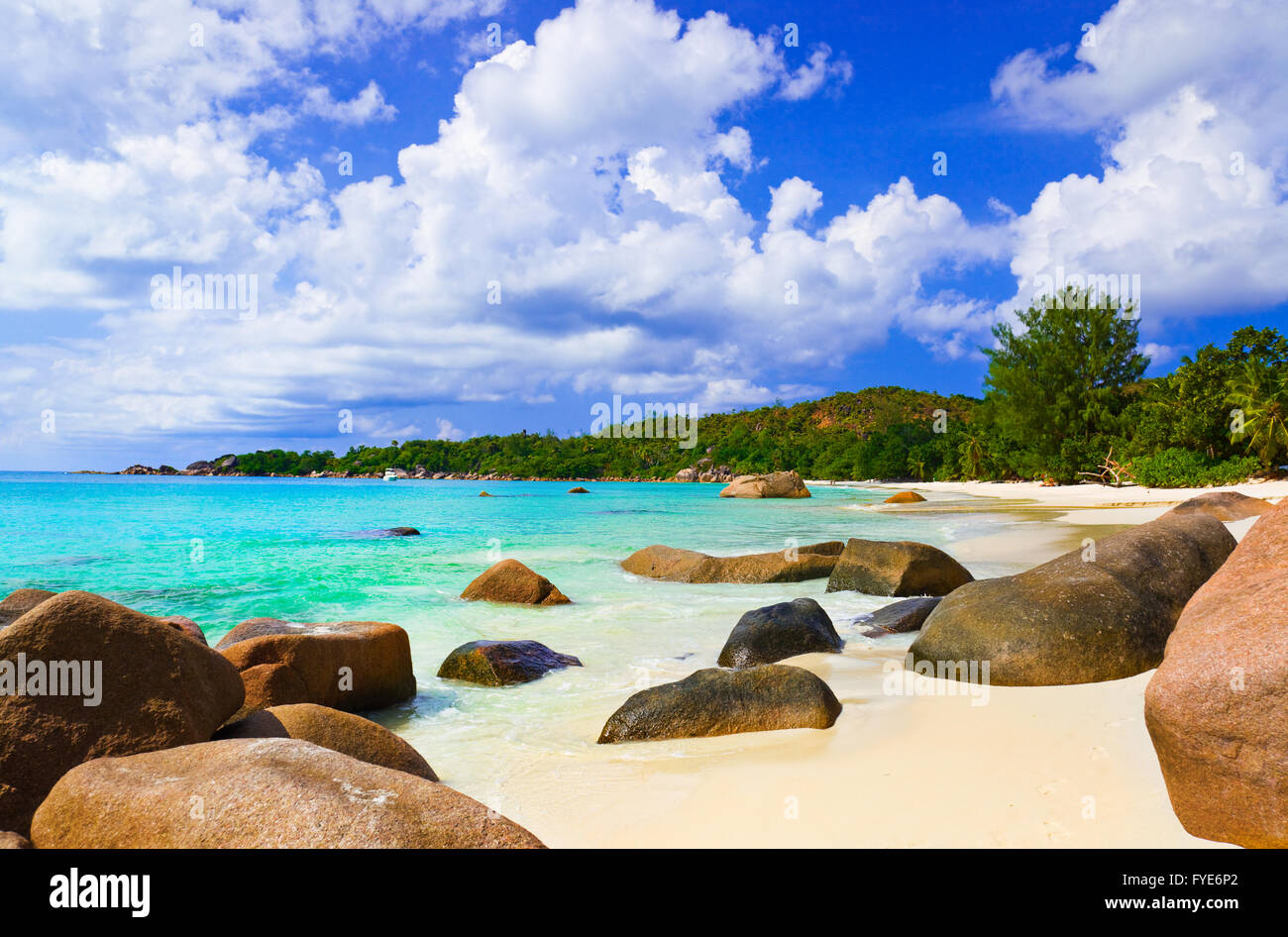 Beach Anse Lazio at island Praslin, Seychelles Stock Photo
