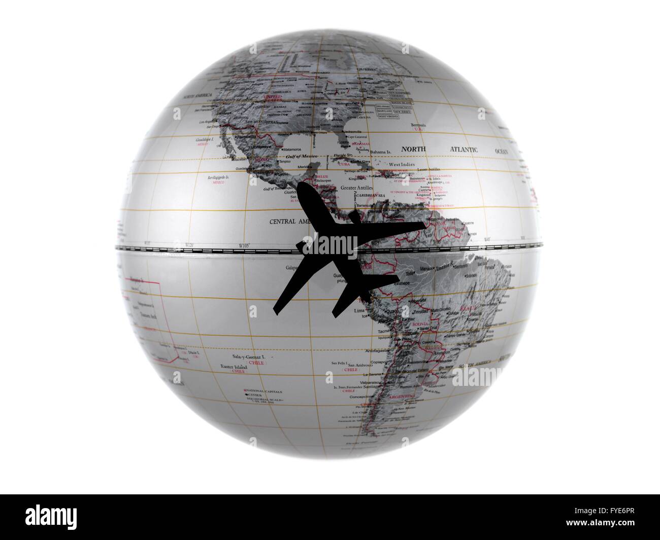 A world globe isolated aqainst a white background Stock Photo - Alamy