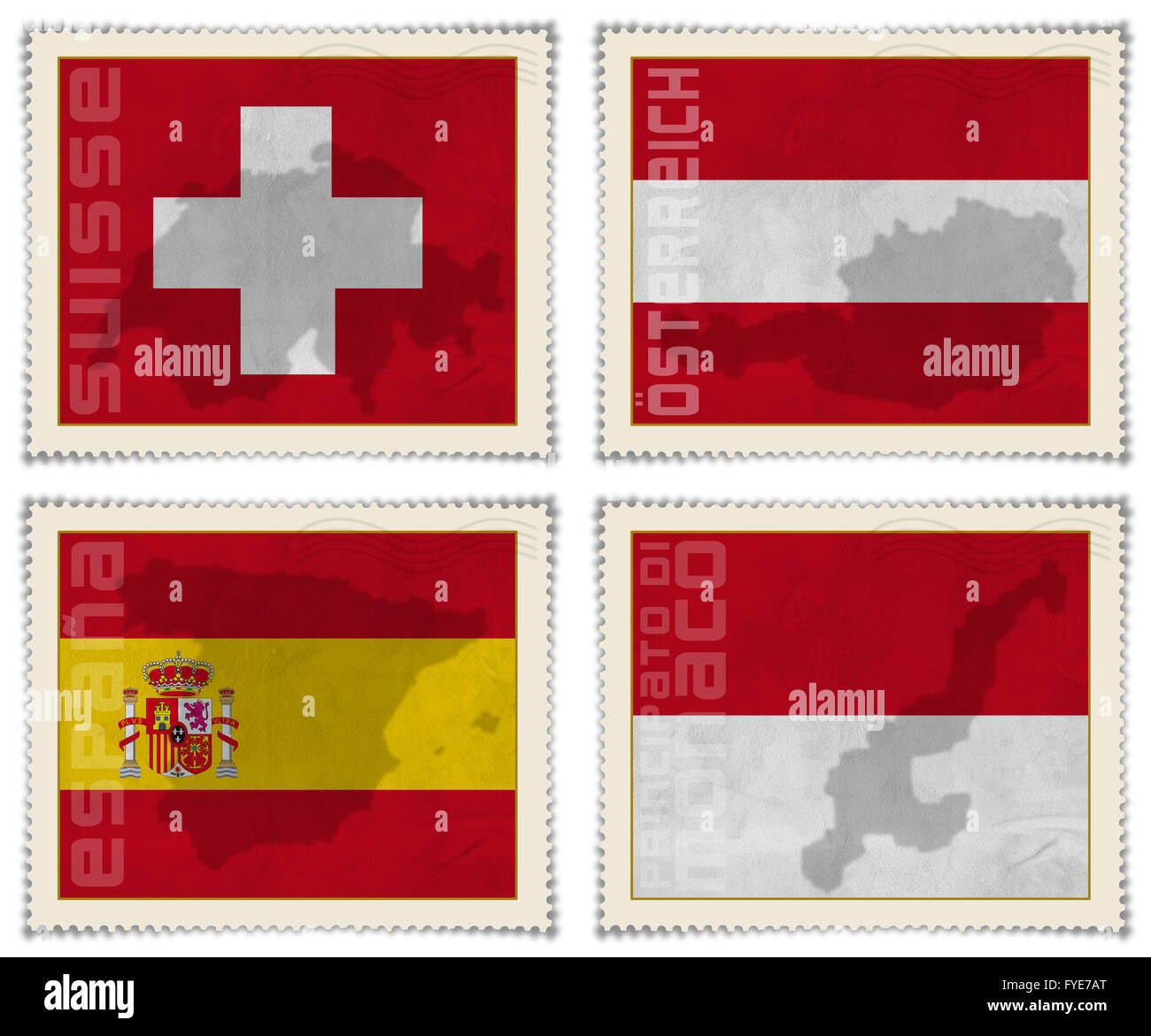 Europe stamps flags Stock Photo