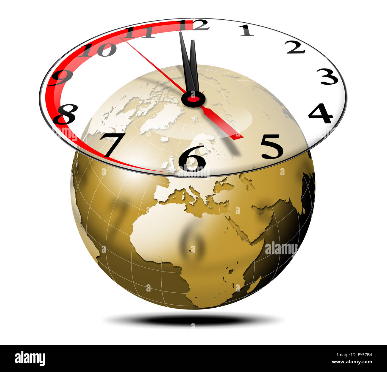 Golden globe with transparent clock Stock Photo Alamy