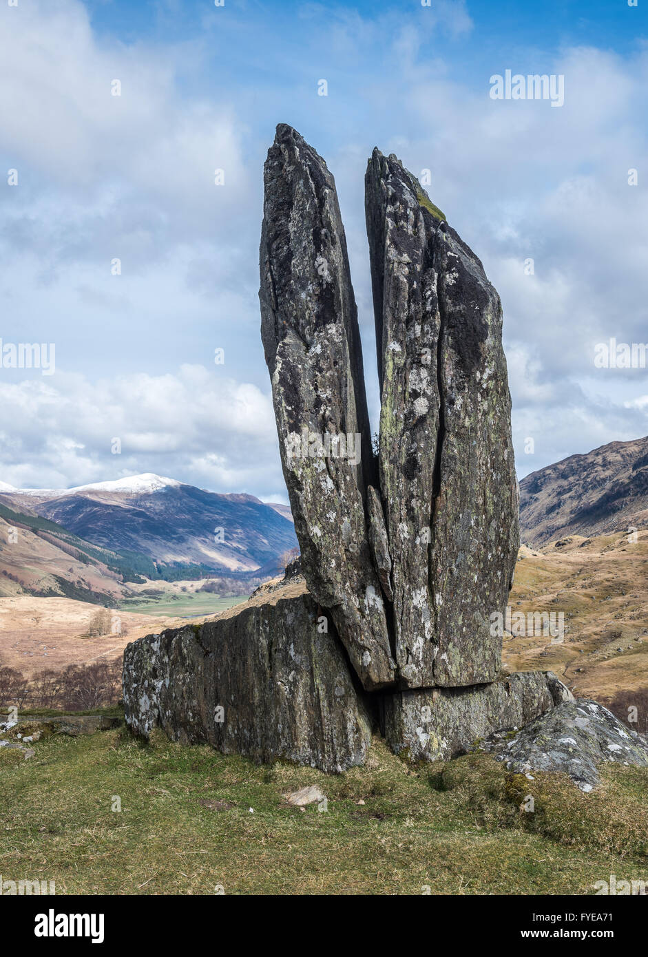 The Praying hands of Mary, a group of standing stones in Glen Lyon Scotland Stock Photo