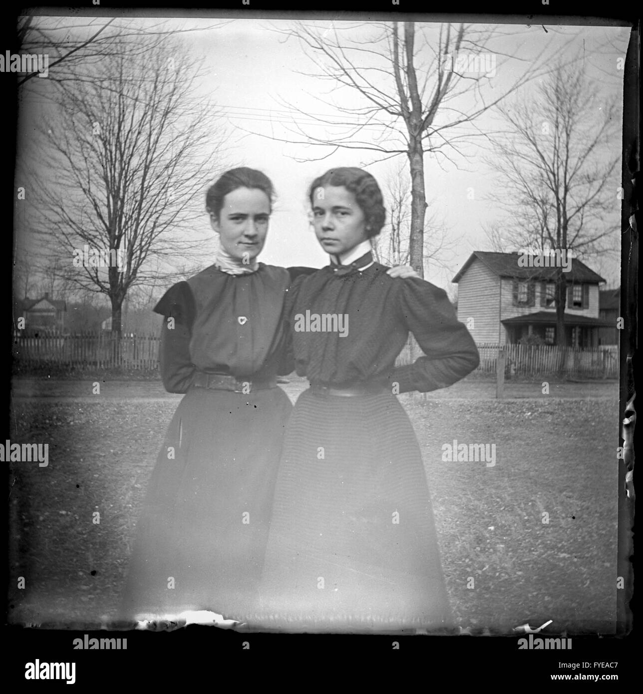 Victorian photograph of two young women in Bel Air, Maryland. Stock Photo