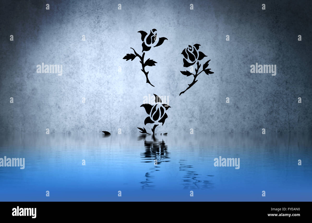 Tribal Rose Illustration With Water Reflection Tattoo Design Over Stock Photo Alamy