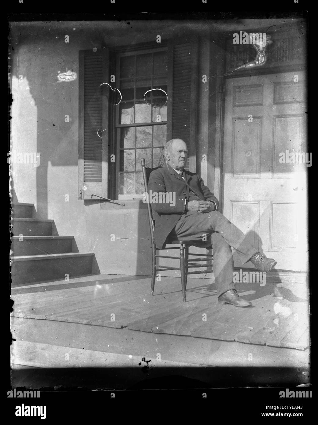 Old man in chair Black and White Stock Photos & Images - Alamy