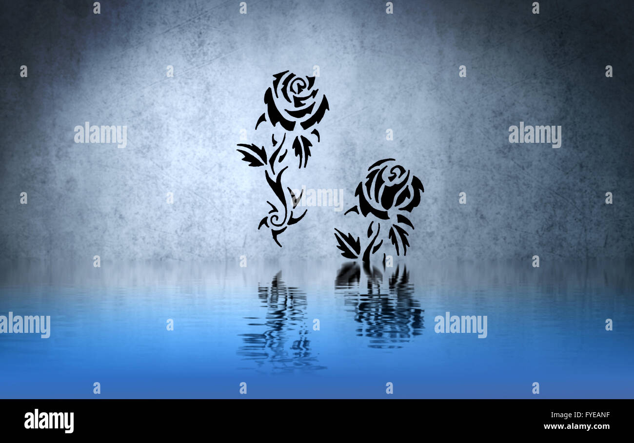 Tribal Roses Illustration With Water Reflection Tattoo Design Over Stock Photo Alamy Tribal Roses Illustration With Water Reflection Tattoo Design Over Stock Photo Alamy