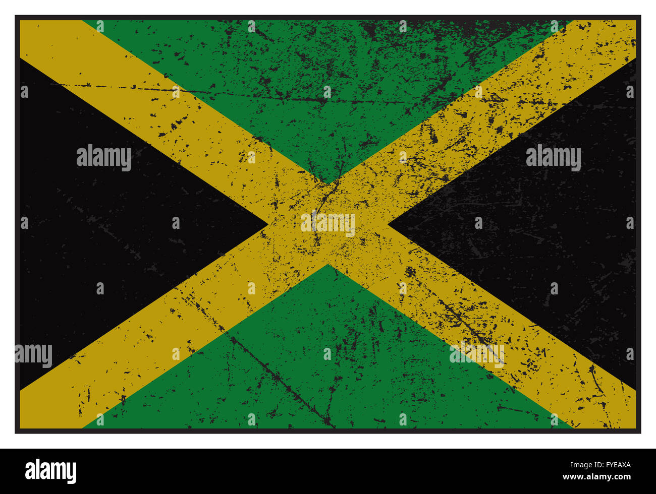 A grunged Jamaica flag isolated on a white background Stock Photo