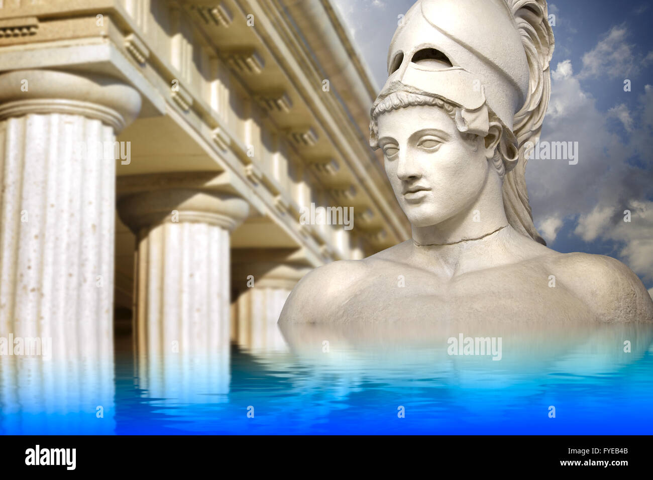 Greek sculpture of the General Pericles, Greek art reflected in a calm