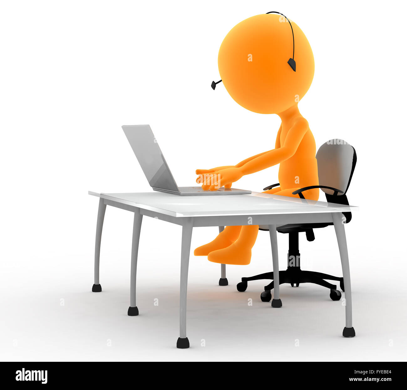 3d Man Using A Computer Gold 3d man with headset and computer Stock Photo - Alamy