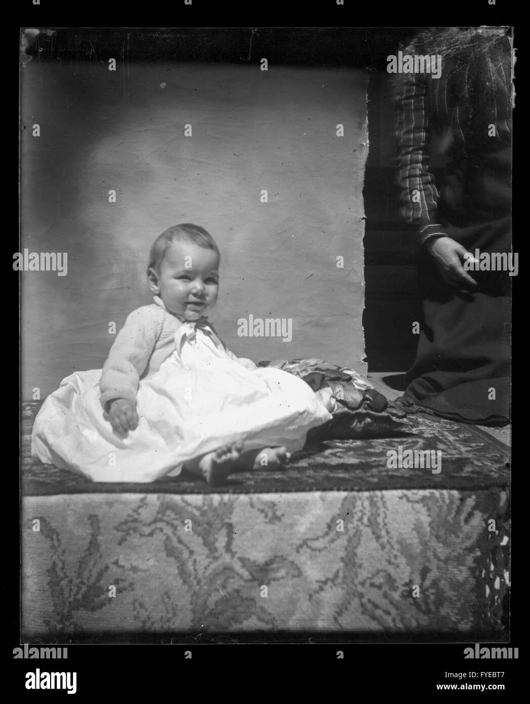 Victorian photograph of a baby having a portrait taken in Fallston, Maryland. Stock Photo