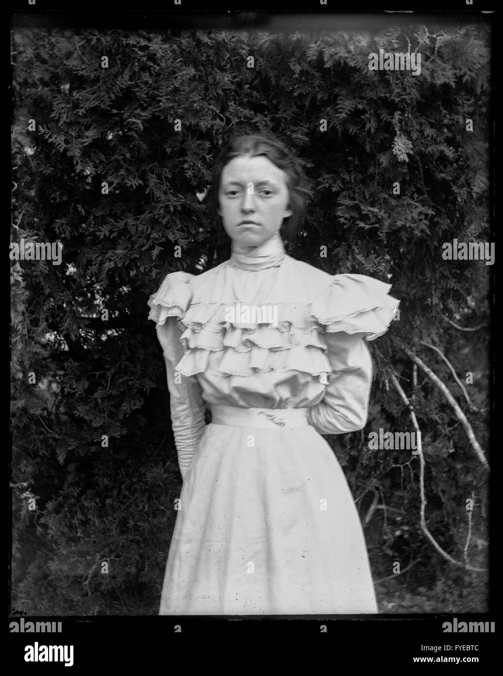 Victorian photograph of a young woman outside in Fallston, Maryland. Stock Photo