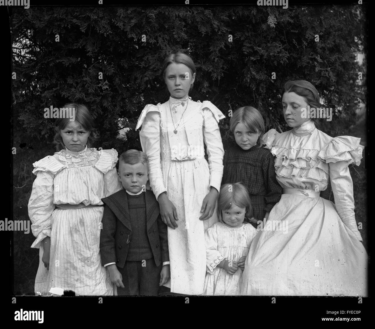 Victorian photograph of a group of children outside in Fallston, Maryland. Stock Photo