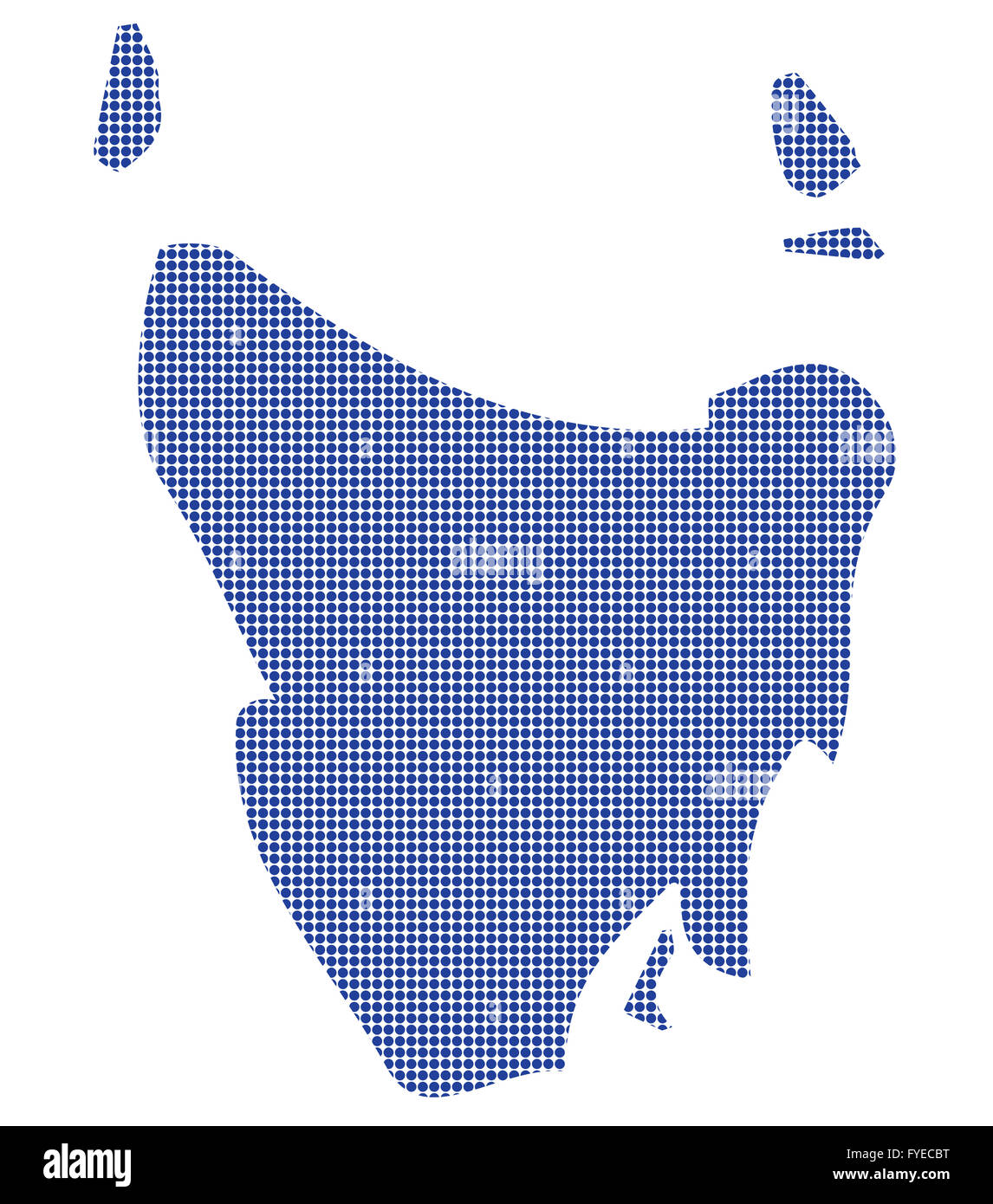 A Tasmania Australia dot map in blue isolated on a white background Stock Photo