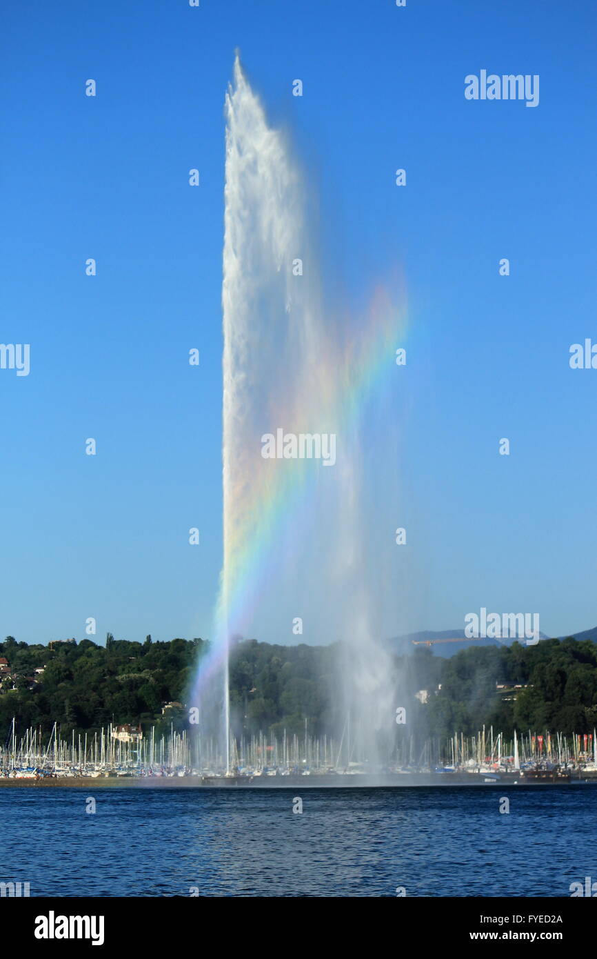Water fountain on Geneva Lake, Geneva, Switzerland Stock Photo Alamy
