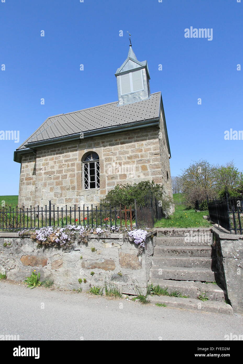 Chapel in Fiaugeres, Fribourg canton, Switzerland, Stock Photo