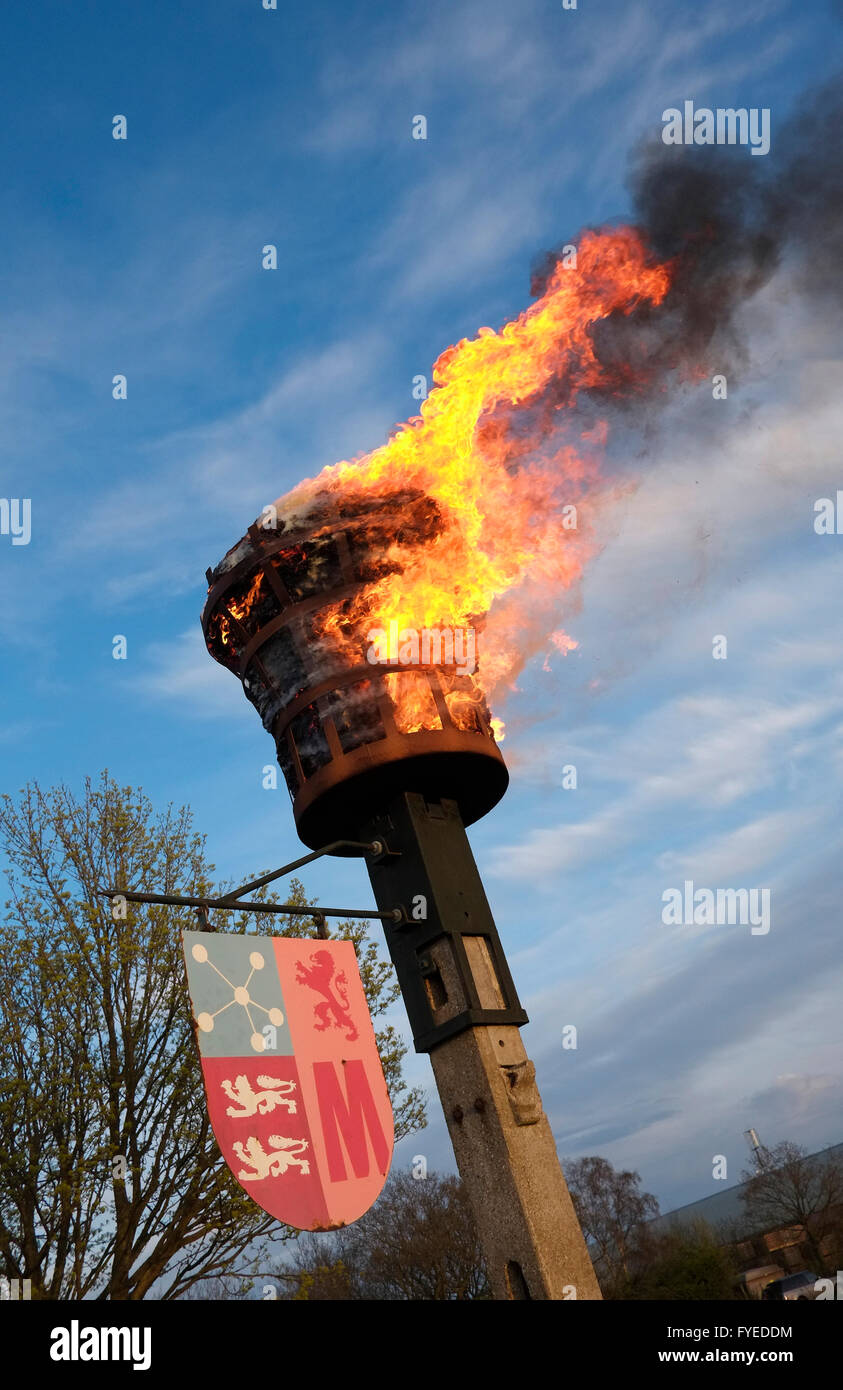 commemorative beacon alight on fire, melton constable, north norfolk, england Stock Photo