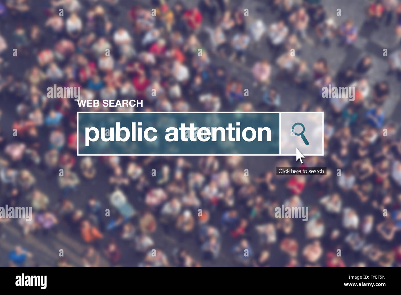 Web search bar glossary term - public attention definition in internet glossary. Stock Photo