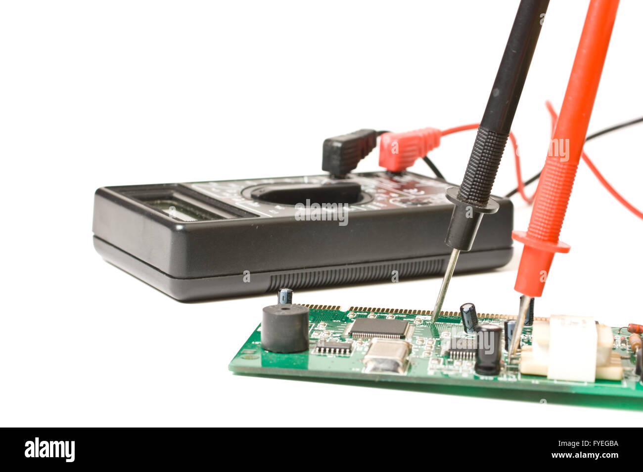 verification testing of electronic boards digital multimeter Stock