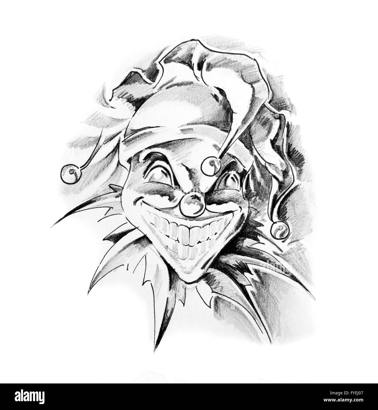 Sketch of tattoo art, clown joker Stock Photo
