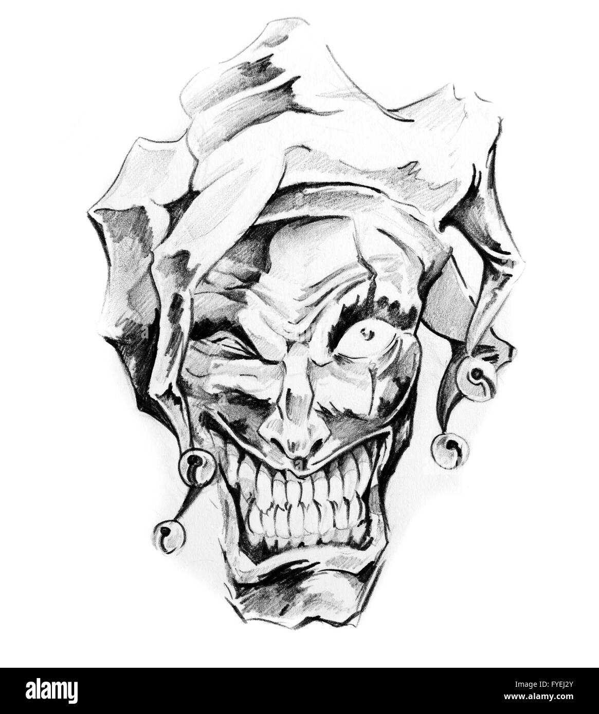 Premium Photo | Vector illustration of skull joker jester clown death evil  head face black