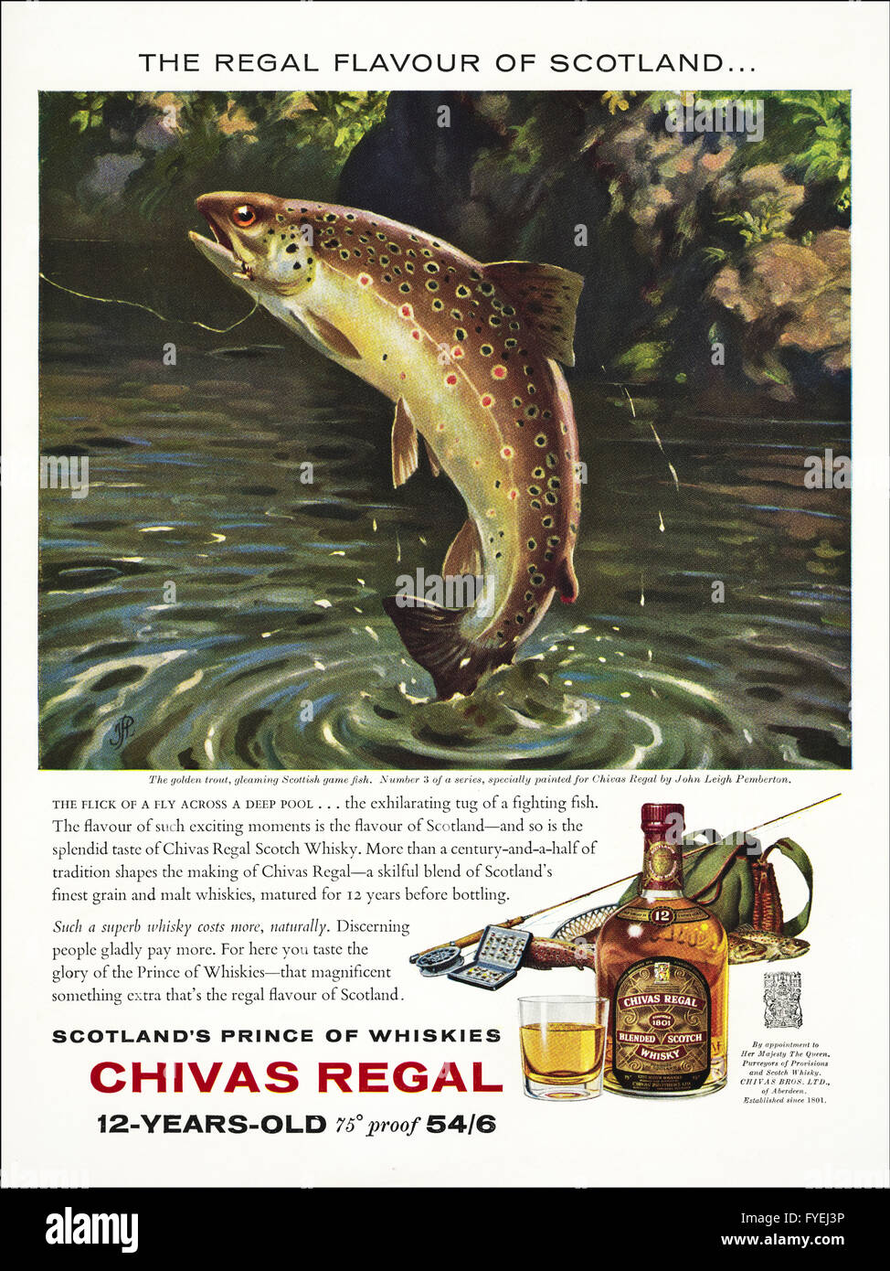 Original old vintage 1960s full page colour magazine advert dated 1962. Advertisement advertising Chivas Regal Scotch Whisky by Royal Appointment. Stock Photo