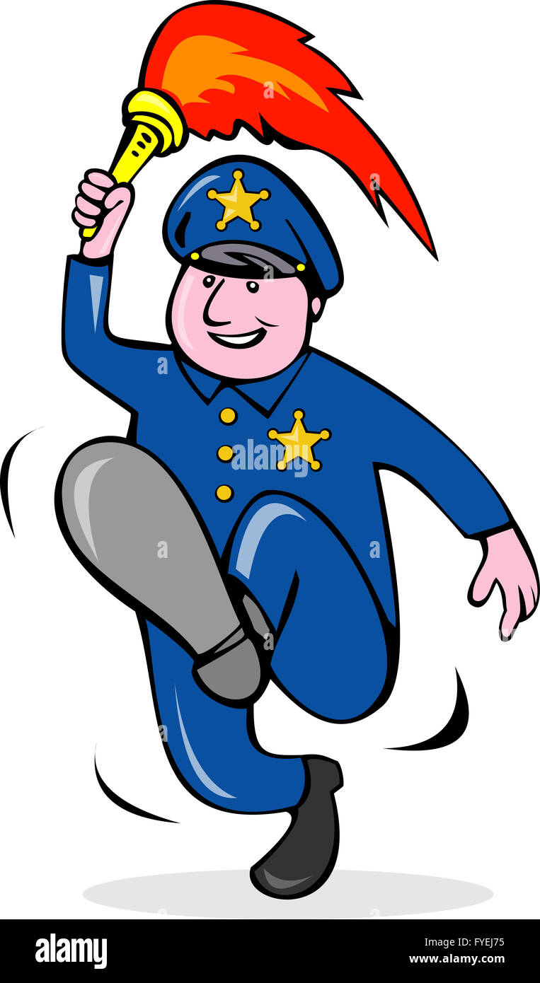 police officer running torch Stock Photo Alamy