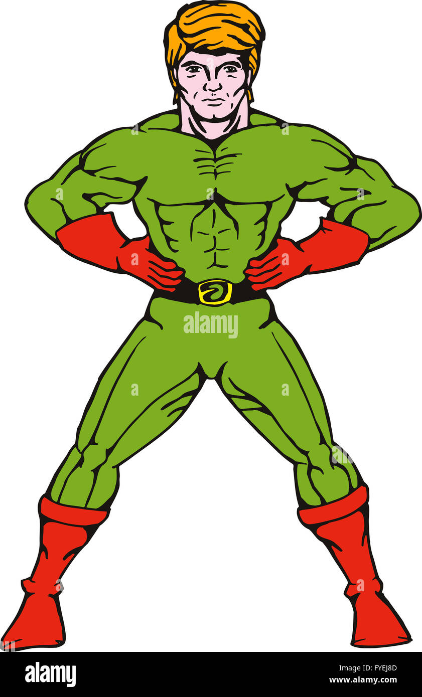 Superhero stance arms on hips Stock Photo Alamy