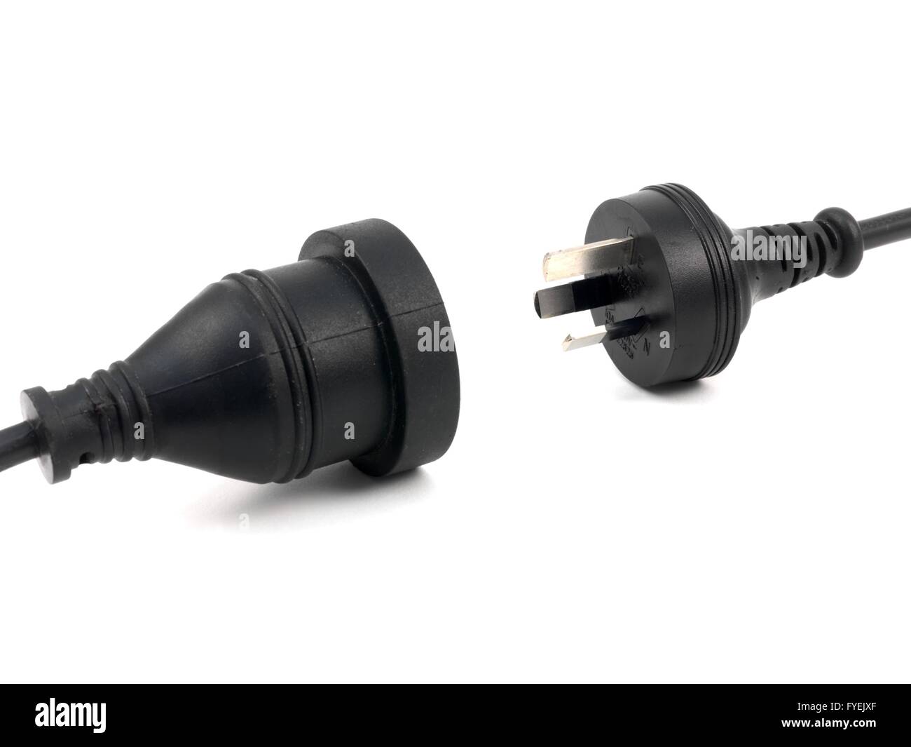 Australian power supply cord isolated against a white background Stock