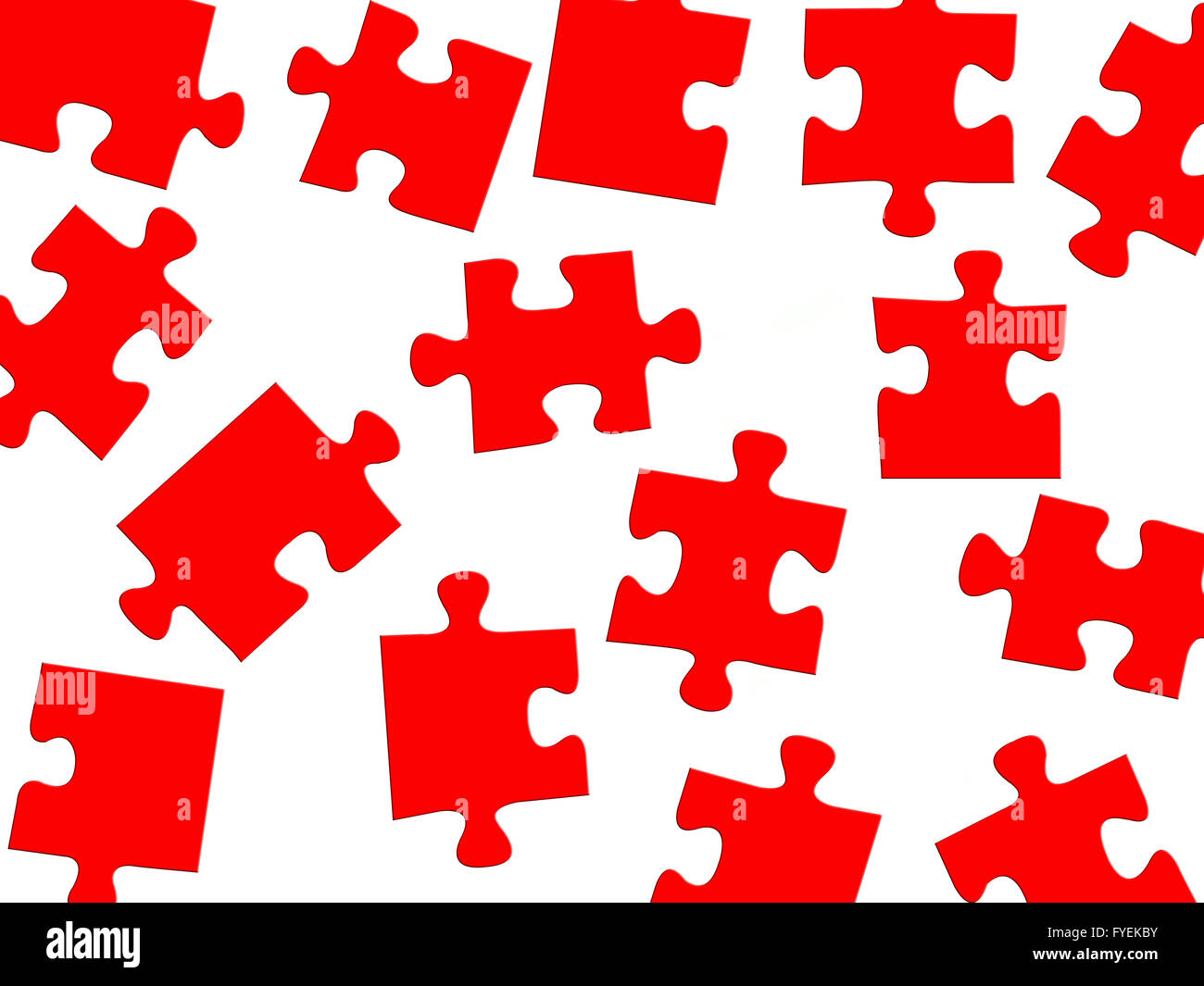 Jigsaw puzzle pieces isolated against a white background Stock Photo