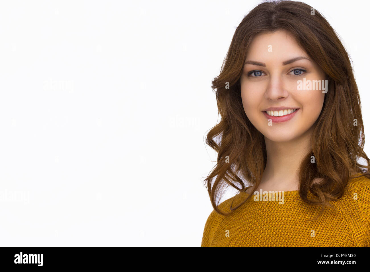 Pretty girl in orange sweater Stock Photo Alamy