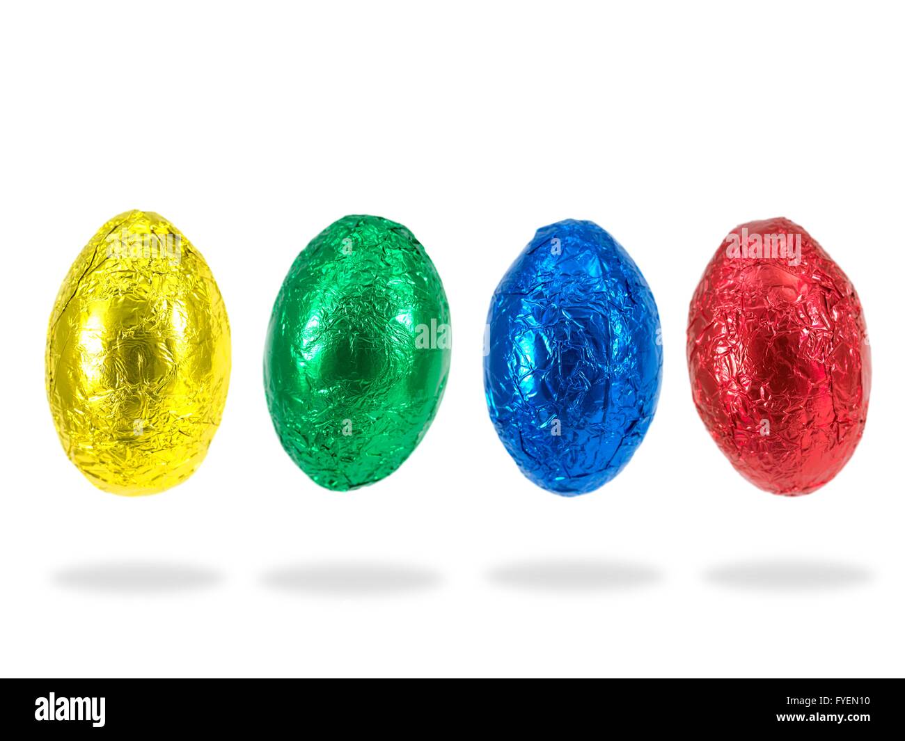 Chocolate Easter eggs isolated against a white background Stock Photo