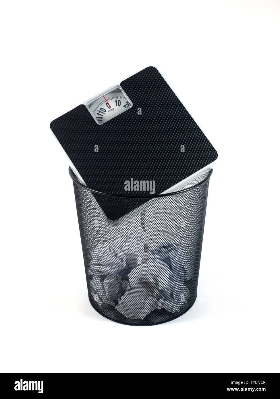 A trash bin isolated against a white background Stock Photo