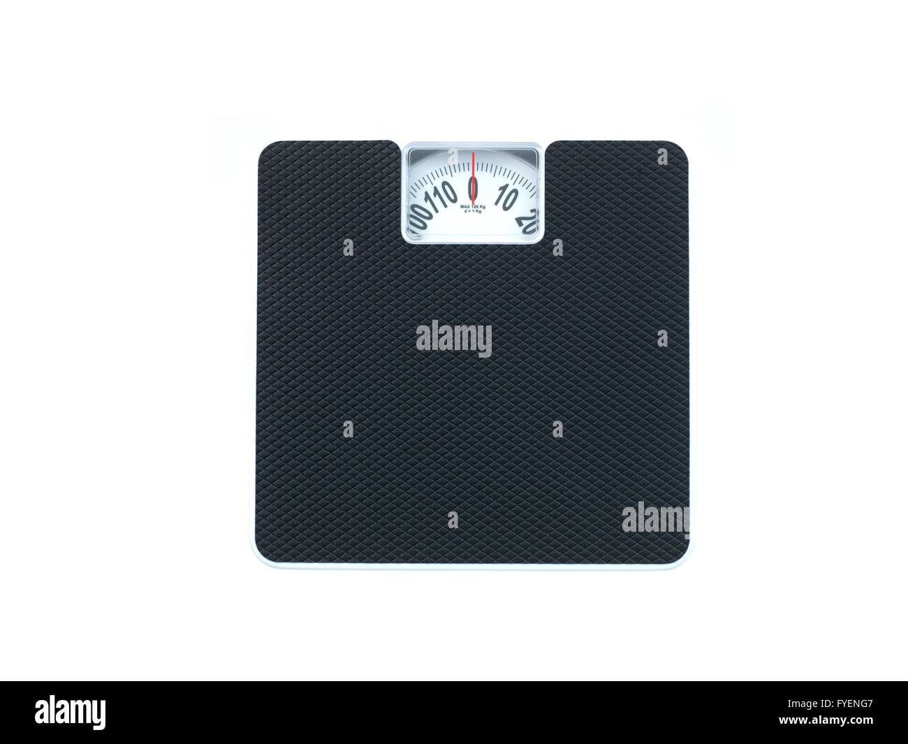 Bathroom scales isolated against a white background Stock Photo Alamy
