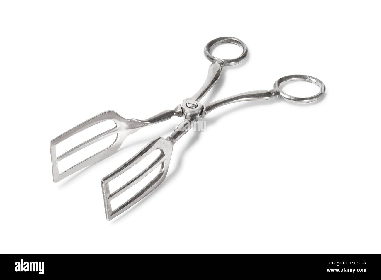 Serving tongs on white Stock Photo