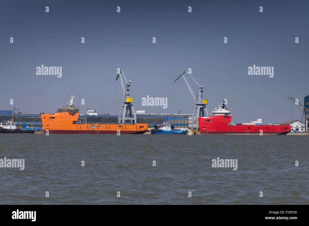 deep-sea vessel an the shipyard in Galati Stock Photo