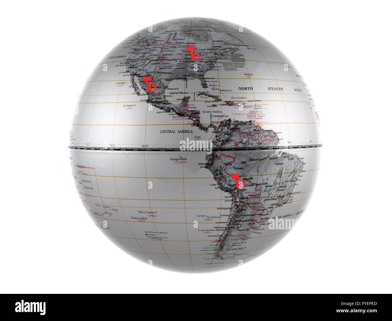 A world globe isolated aqainst a white background Stock Photo - Alamy