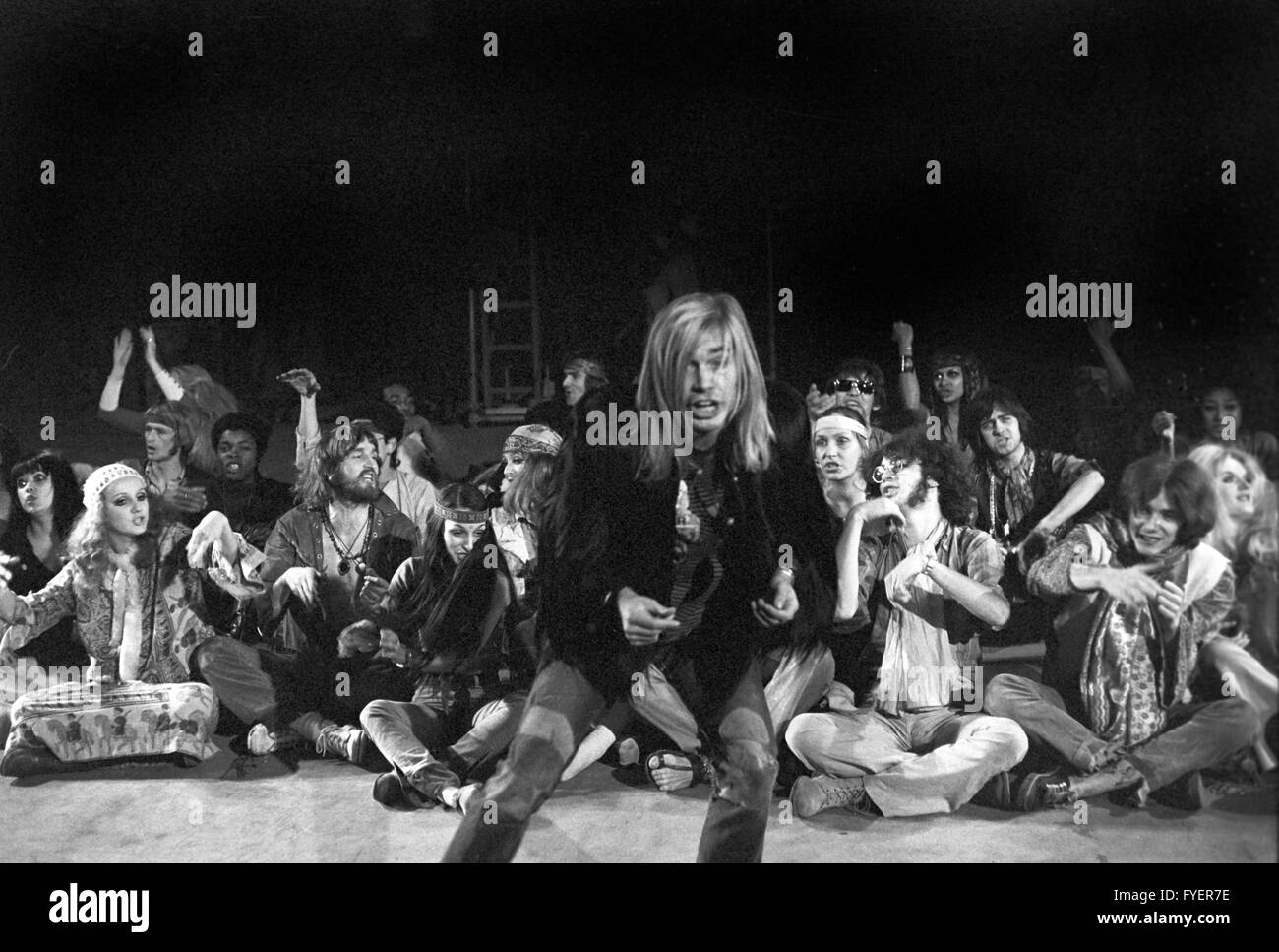 General rehearsal for the musical 'Hair' in the Musical Theatre at Ku'damm in berlin. The theatre will be opened with the US success musical on 04 October 1969. Stock Photo