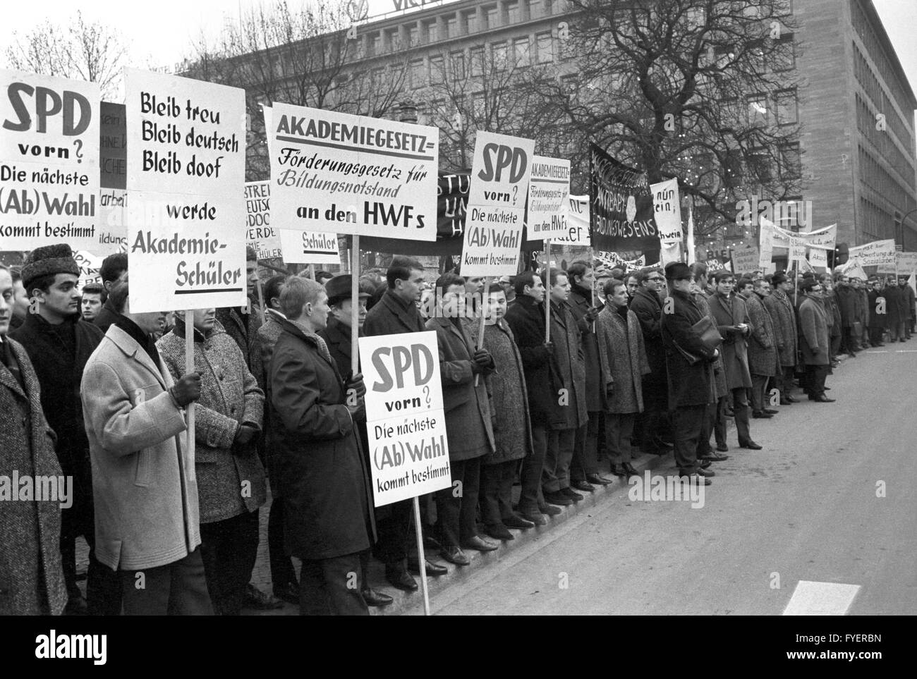 Around 2,500 students demonstrate on 12 December 1967 in Duesseldorf . Stock Photo