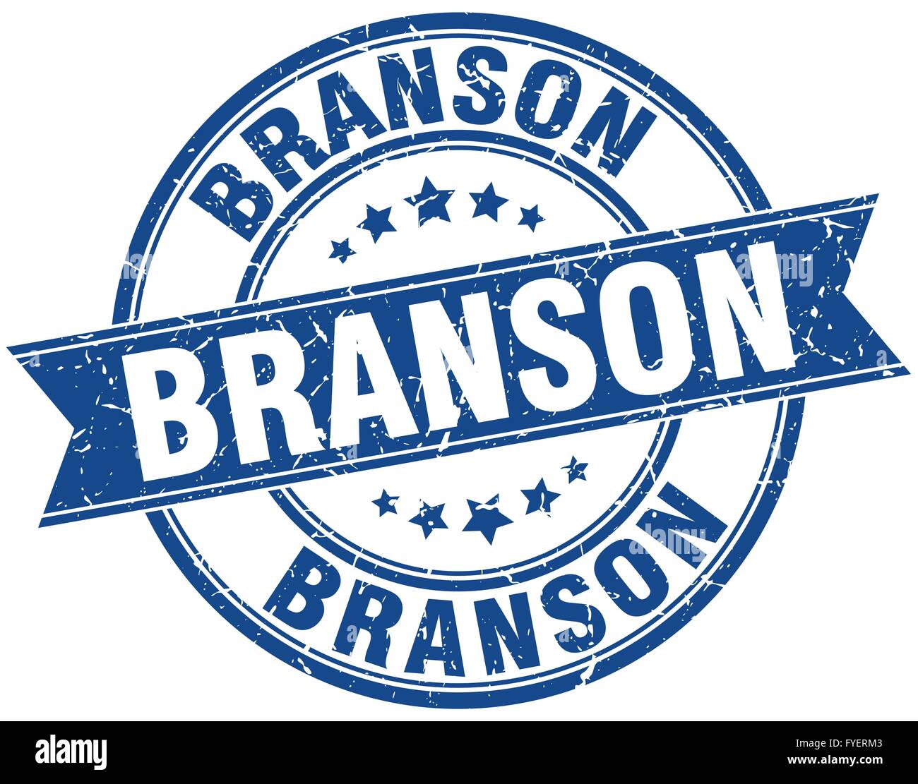 Branson blue round grunge vintage ribbon stamp Stock Vector Image & Art ...