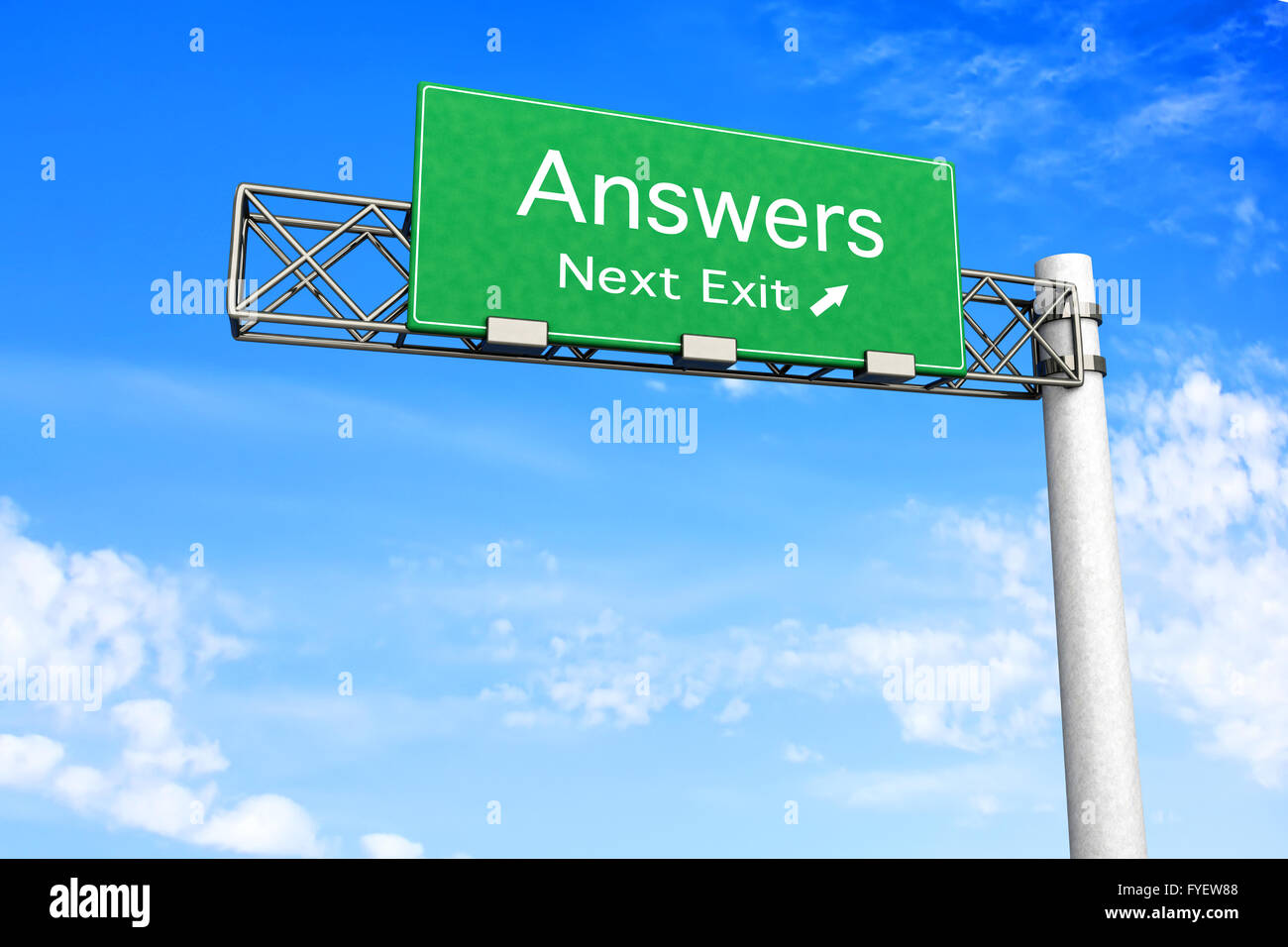 Highway Sign - Answers Stock Photo - Alamy