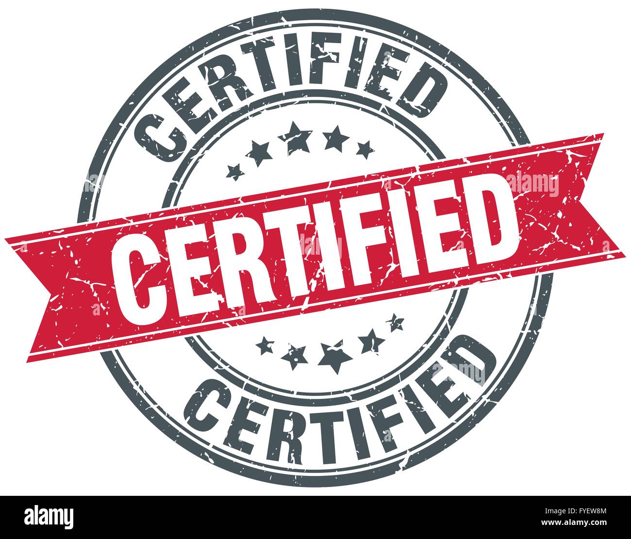 certified red round grunge vintage ribbon stamp Stock Vector Image ...