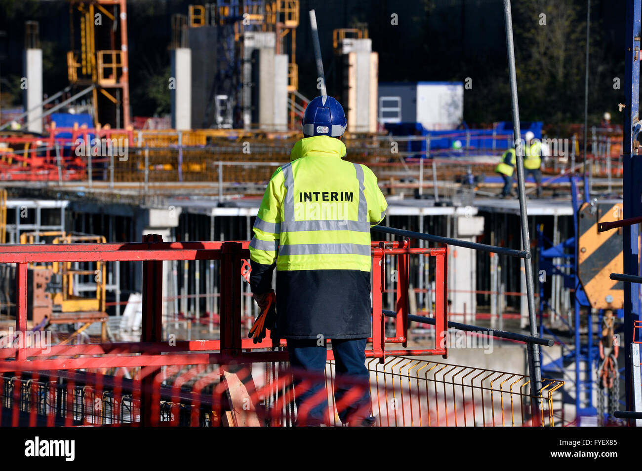 temporary worker on a construction site - France Stock Photo